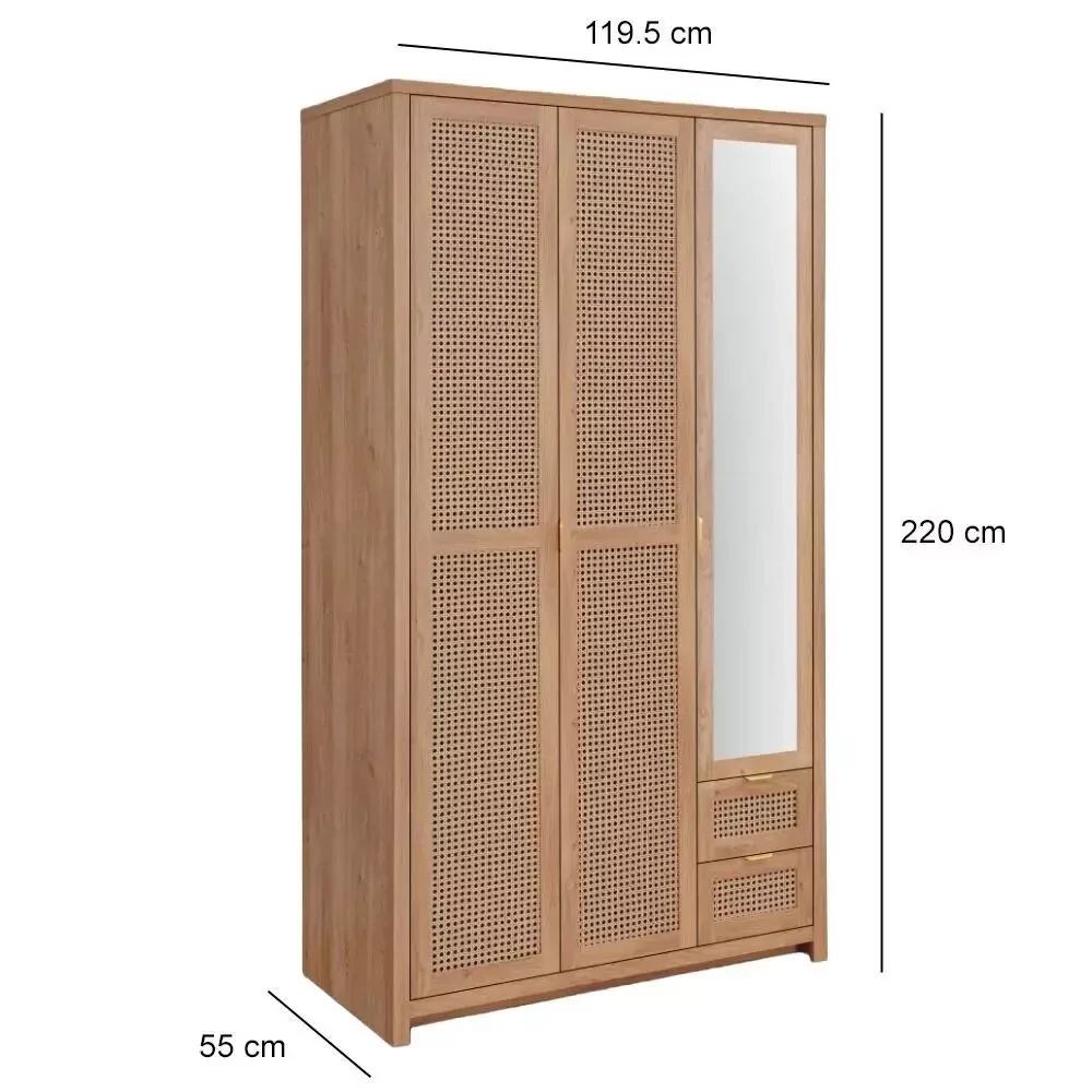 طقم غرفة نوم كينغ 5 قطع راتان 180x200سم - بني فاتح